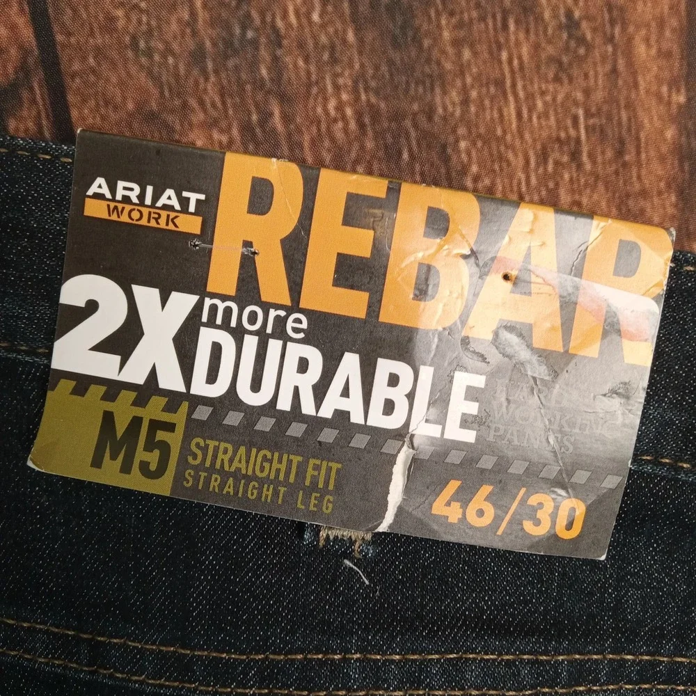 Ariat Rebar M5 Straight Leg Jeans Mens 46x30 Dark Wash DuraStretch Double Knee